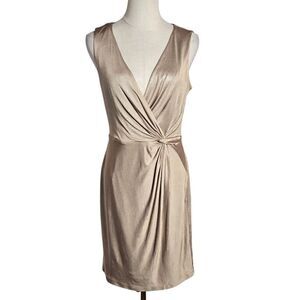 Boston Proper Classic Gold Stretch Mini Dress